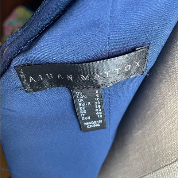 NWT Aidan Mattox Off-the-Shoulder Pleated Crepe Gown Twilight Navy Size 6 - Picture 12 of 12